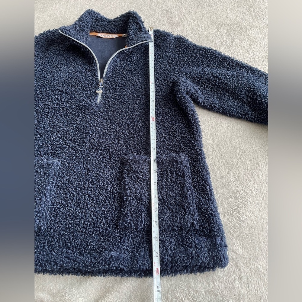 Orvis Navy Sherpa Lined Quarter Zip Pullover Sweater Size Small - Picture 5 of 7